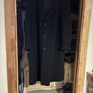 Classic Black Men's Trench Coat Cashmere/Wool Blend